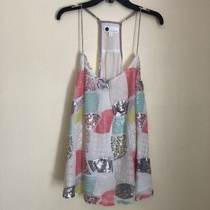 Floreat Anthropologie Patchwork Sequin Blouse